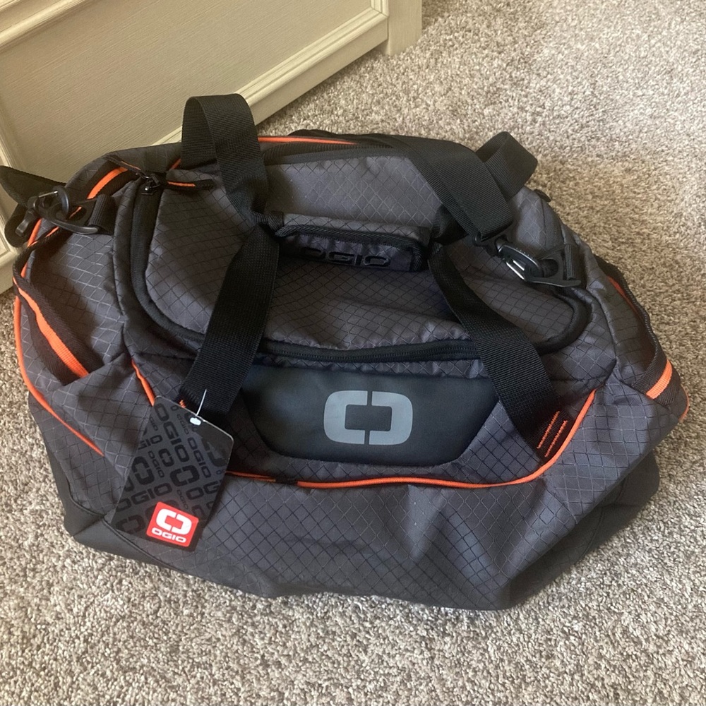 OGIO Charcoal and Orange Duffel Travel Gym Bag NWT